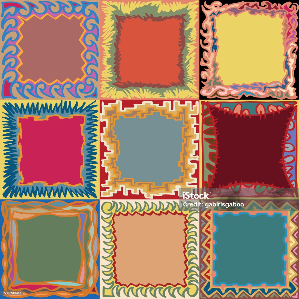 Manually Drawn Marker Lines Based Simple Frame Designs Stock