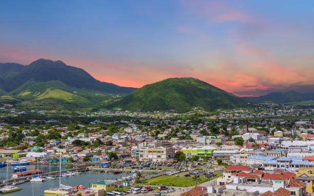 Sunset Beyond St Kitts stock photo