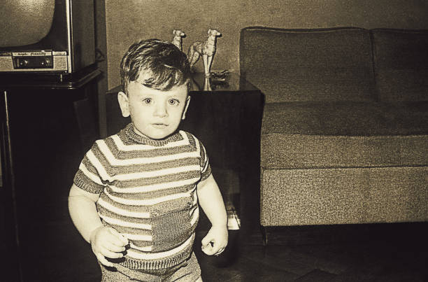 istock Black and white vintage image of a cute boy 914904828