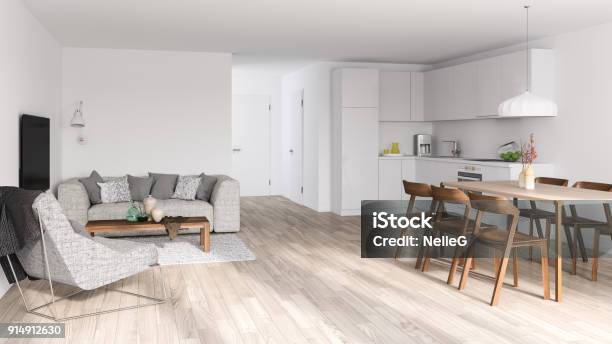Bright Modern Interior Stock Photo - Download Image Now - Flooring, Plastic, Wood - Material