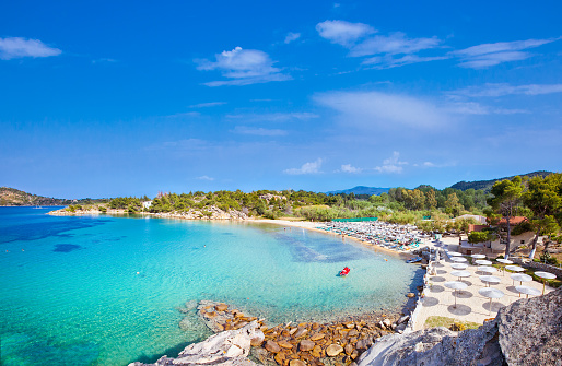 Beautiful Talgo beach on the east coast of Sithonia peninsula, Halkidiki, Greece.