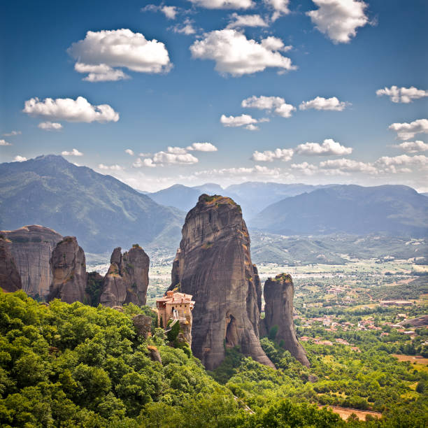 Panoramic view on Meteora in Trikala, Greece.
