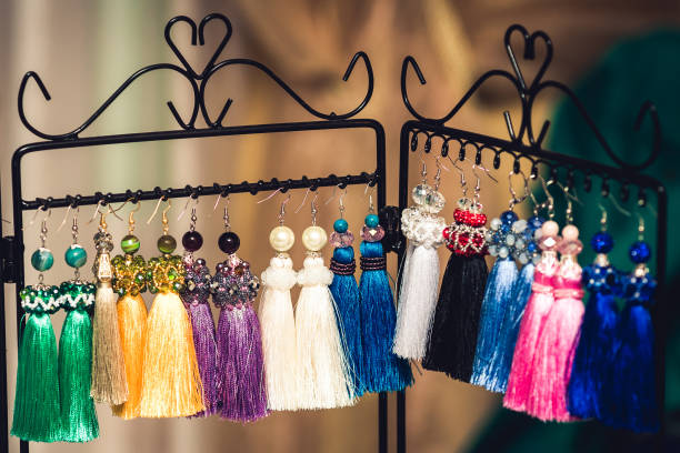 istock earrings handmade with silk brushes and rhinestones 914917692