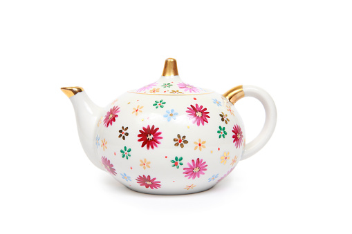 Herbal tea in a glass teapot