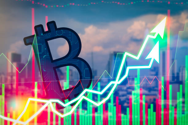 istock Cryptocurrency graph on virtual screen exchange stock market. Business Analytics price change cryptocurrenc, Finance and technology concept. Bitcoin symbol, investment security and strategy. 914920946
