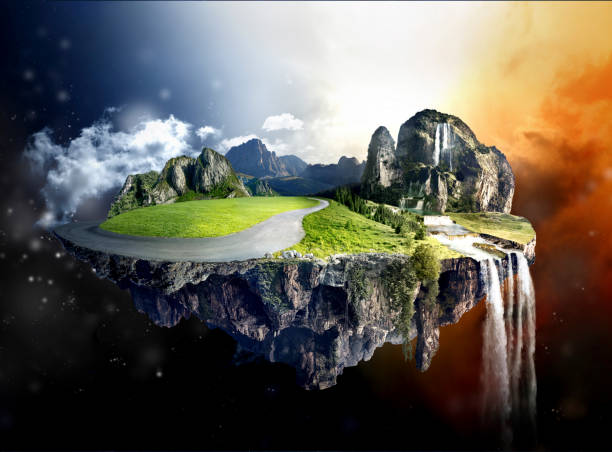 istock Amazing island with grove floating in the air 914922598