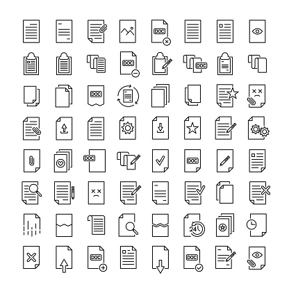 Simple set of document related outline icons. Elements for mobile concept and web apps. Thin line vector icons for website design and development, app development. Premium pack.