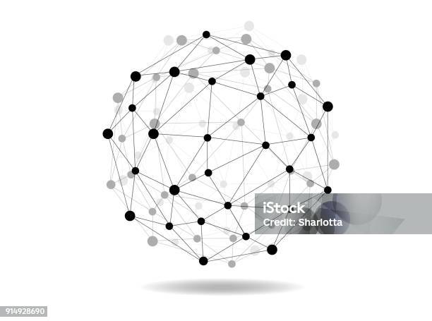 Vector Wireframe Connecting Earth Sphere Stock Illustration - Download Image Now - Connection, Spotted, Circle