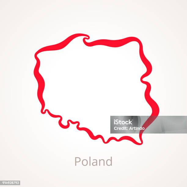 Ilustración de Polonia Mapa De Contorno y más Vectores Libres de Derechos de Polonia - Polonia, Mapa, Silueta