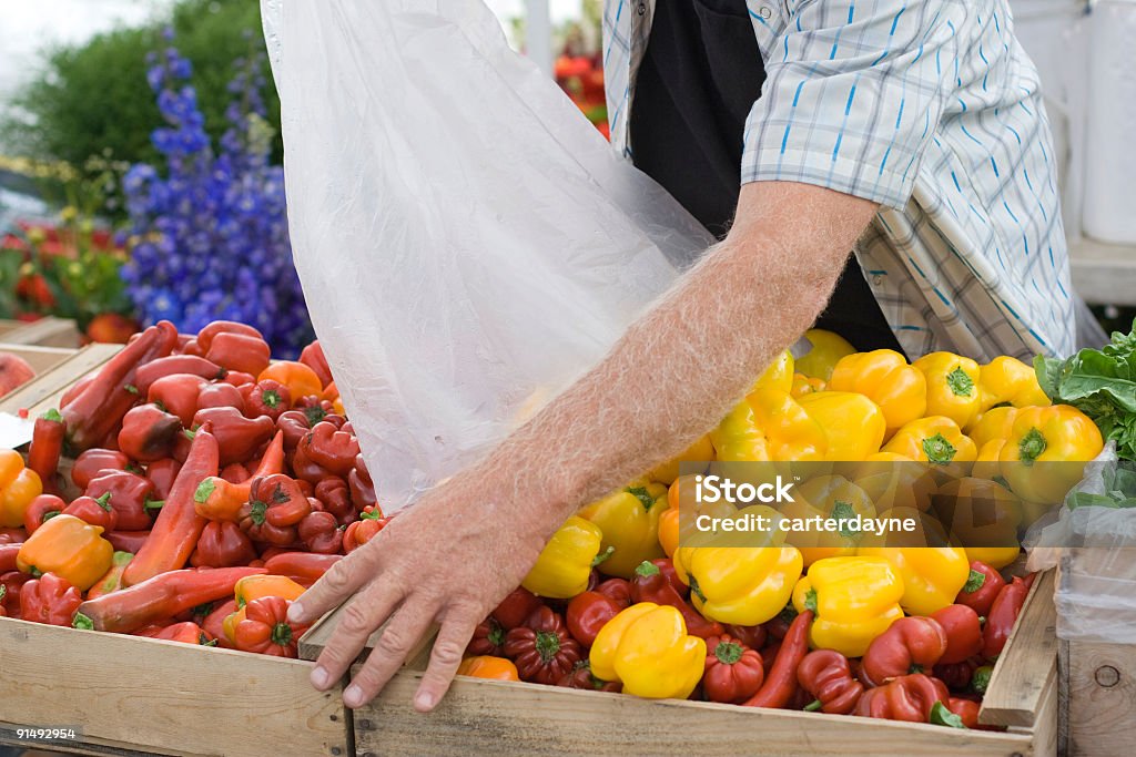 Фермер пополнений корзина с перец - Стоковые фото Базилик роялти-фри