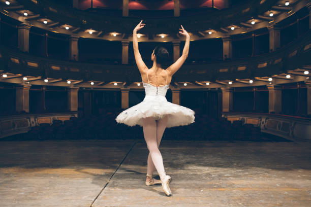 Ballerinas Life Ballerina with white tutù in a theater ballerina stock pictures, royalty-free photos & images