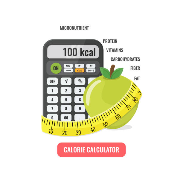 Calculator With Apple And Measuring Tape Stock Illustration - Download  Image Now - Dieting, Counting, Carbohydrate - Food Type - iStock