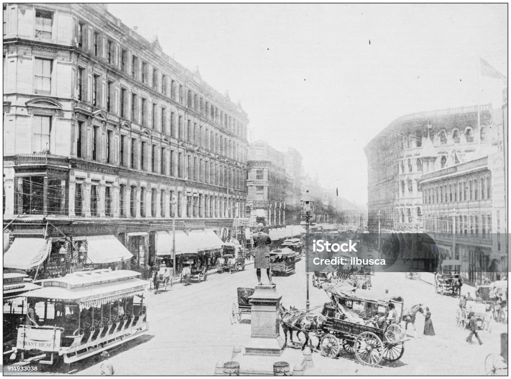 Antique photograph of Boston, Massachusetts, USA: Washington Street Street stock illustration