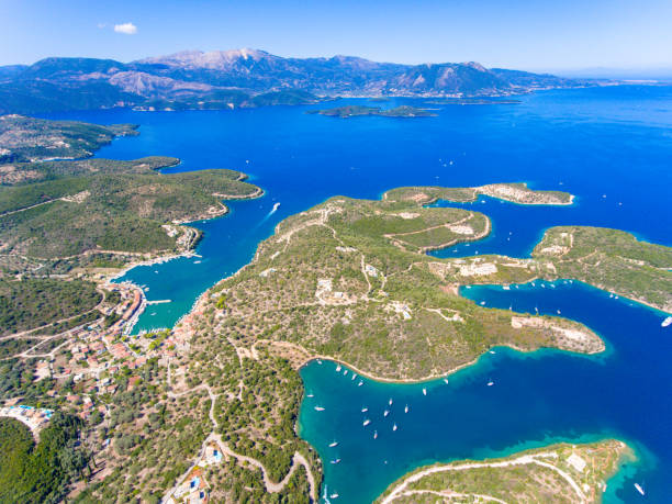 istock Meganisi Island panoramic aerial view 914933428