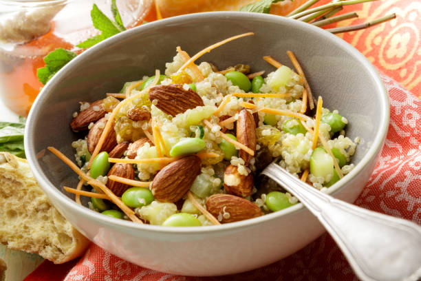 istock Salads: Quinoa Salad with Almonds, Zucchini, Carrot, Soy Beans and Raisins 914936724