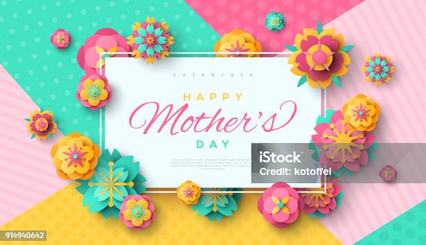 Muttertagskarte Mit Quadratischen Rahmen Stock Vektor Art und mehr Bilder von Muttertag - Muttertag, Blume, Rand