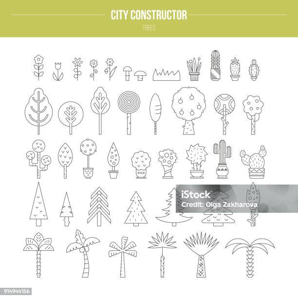 Tree Line Vector Set Stock Illustration - Download Image Now - Abstract ...