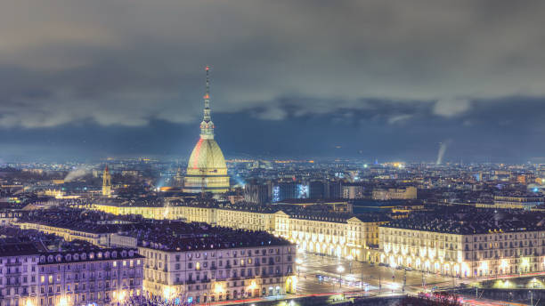 View from above of the city of Turin stock photo