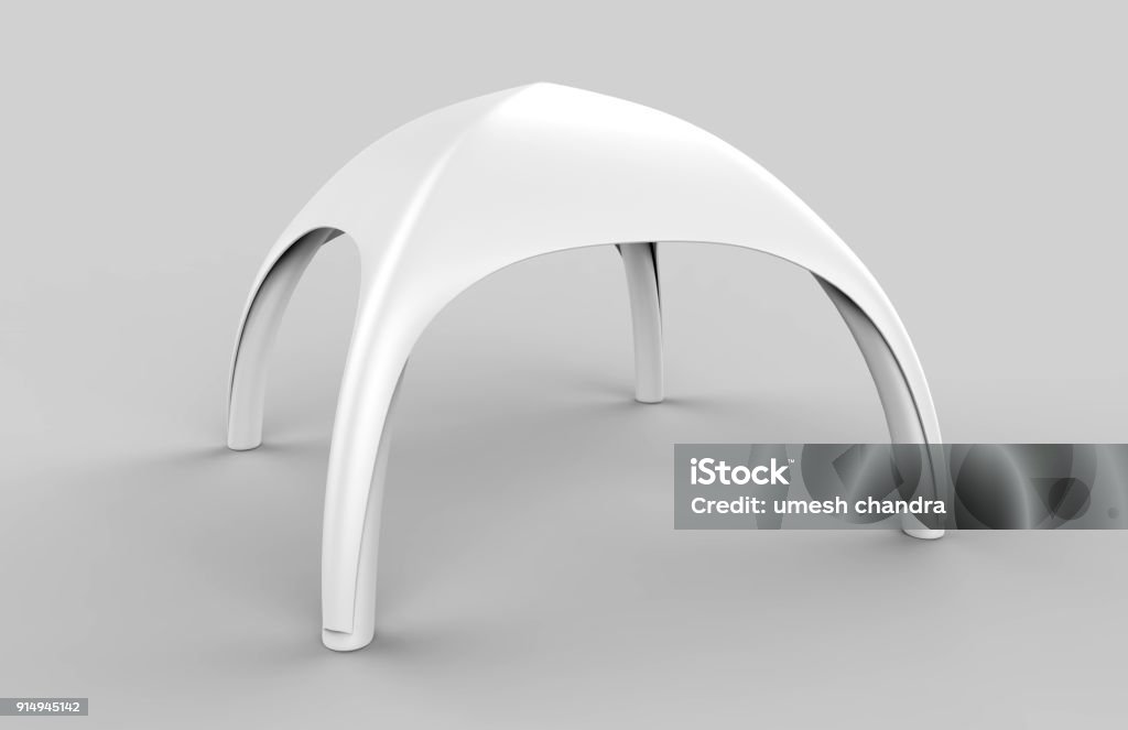 Pop Up Dome Spider Inflatable Advertising Arch White Blank Tent. 3d render illustration. Pop Up Dome Spider Inflatable Advertising Arch White Blank Tent. Tent Stock Photo