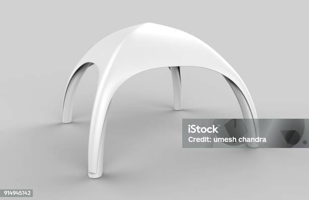 Pop Up Dome Spider Inflatable Advertising Arch White Blank Tent 3d Render Illustration Stock Photo - Download Image Now