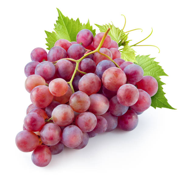 istock Red grape. Grape with leaves isolated on white. With clipping path. Full depth of field. 914948238