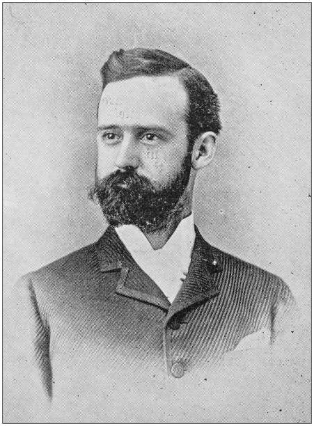 Antique photograph of man Antique photograph of man 1890 stock illustrations