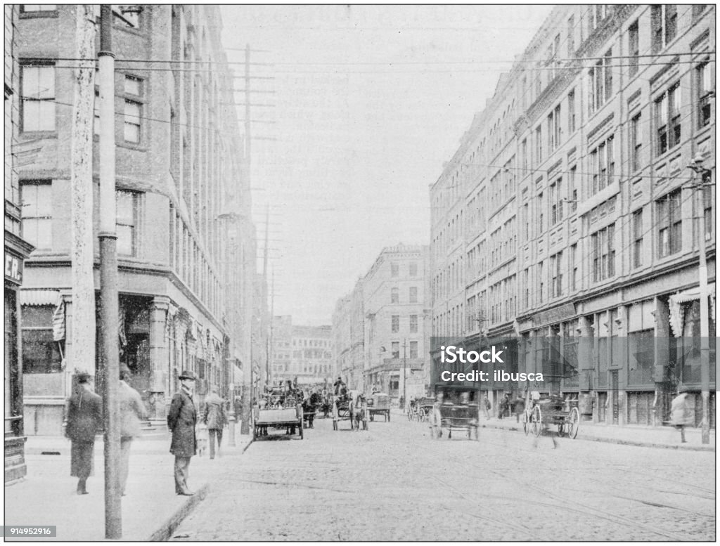 Fotografía antigua de Boston, Massachusetts, Estados Unidos: South Street - Ilustración de stock de El pasado libre de derechos