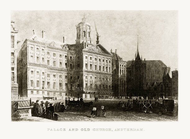 istock Old Church and Palace in Amsterdam, Holland Circa 1887 914953730