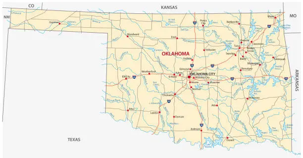 Vector illustration of oklahoma road map