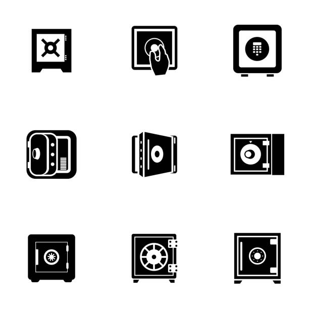 safe icons safe  vector icons. Simple illustration set of 9 safe elements, editable icons, can be used in logo, UI and web design bank vault icon stock illustrations