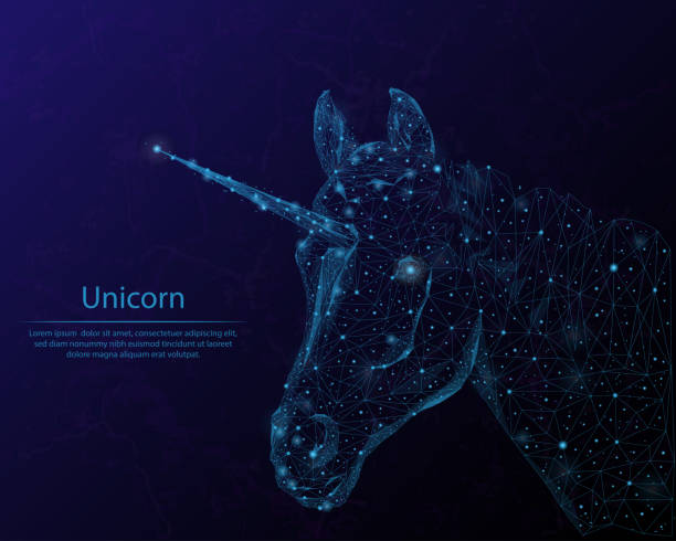 istock Abstract image unicorn in the form of constellations and starry sky, consisting of points and lines. 914969956