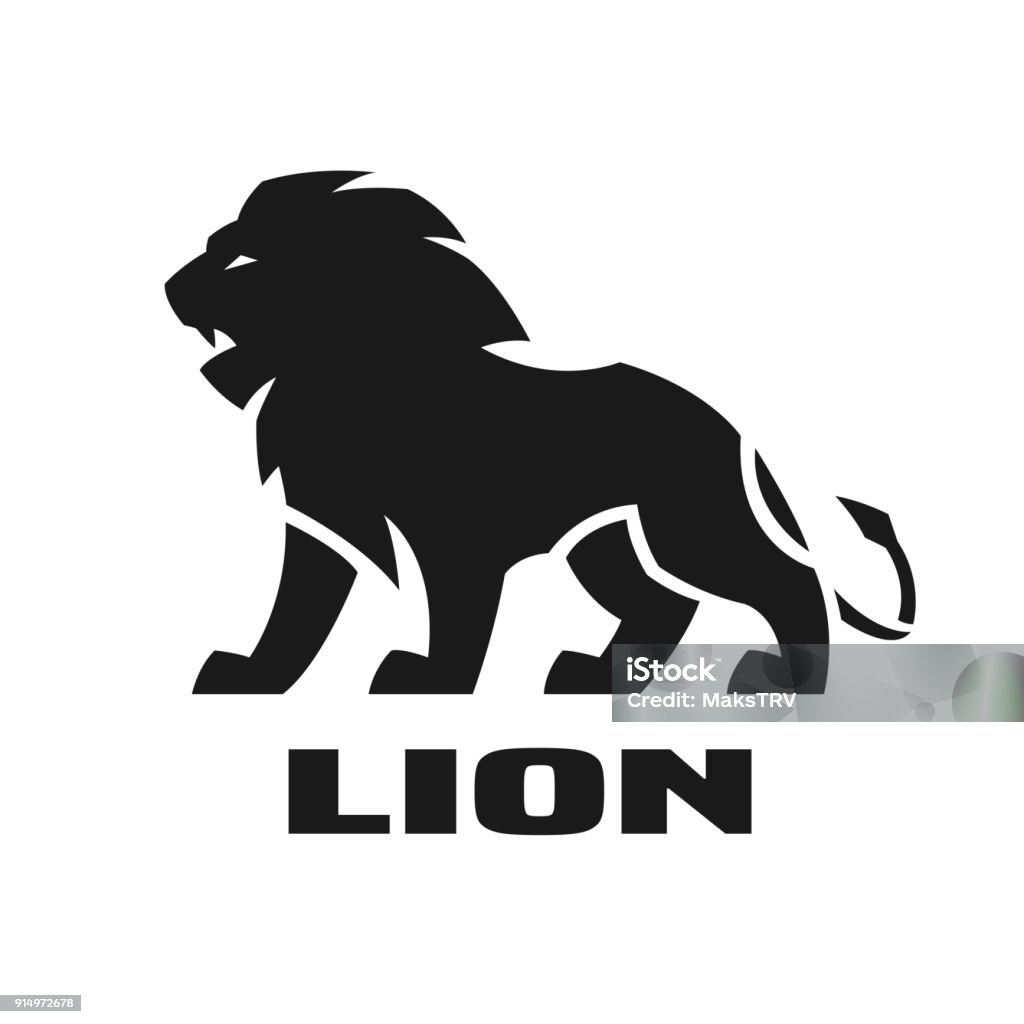 Angry lion, monochrome , symbol Vector illustration Angry lion, monochrome . Lion - Feline stock vector