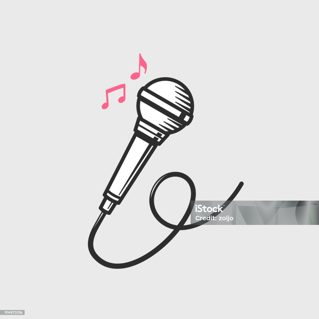 Microphone Microphone icon with music notes vector illustration Microphone stock vector