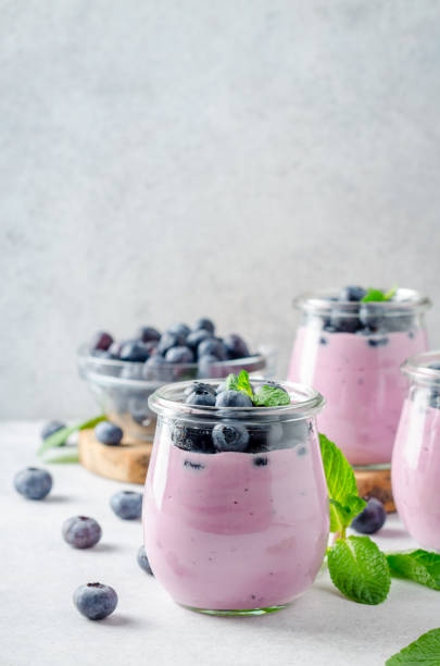 istock Blueberry yogurt with blueberries and mint 914973600