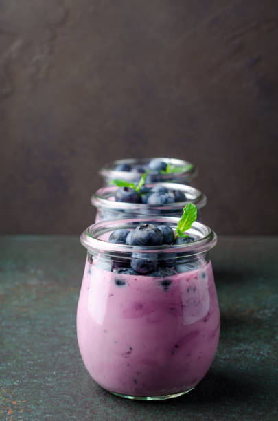 istock Blueberry yogurt with blueberries and mint 914974050