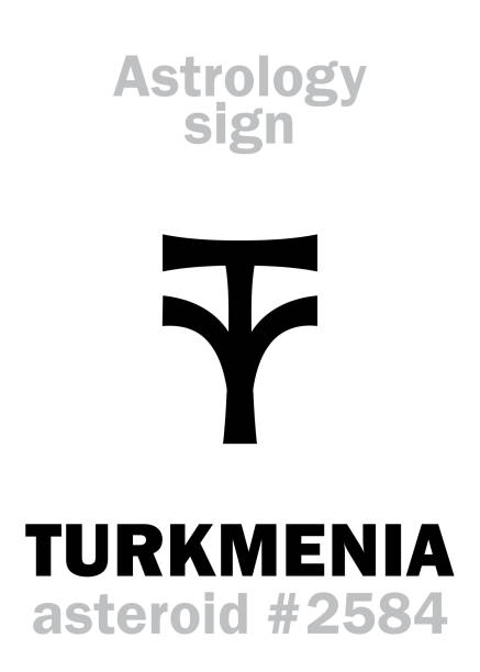 ilustrações de stock, clip art, desenhos animados e ícones de astrology alphabet: turkmenia, asteroid #2584. hieroglyphics character sign (single symbol). - map the future of civilization