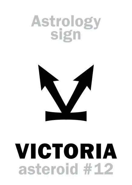 Vector illustration of Astrology Alphabet: VICTORIA, asteroid #12. Hieroglyphics character sign (single symbol).