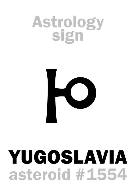 ilustrações de stock, clip art, desenhos animados e ícones de astrology alphabet: yugoslavia, asteroid #1554. hieroglyphics character sign (single symbol). - map the future of civilization