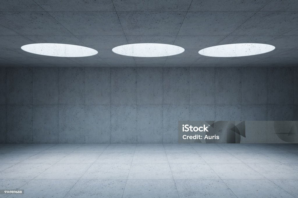 blank concrete space interior, 3d rendering Concrete Stock Photo