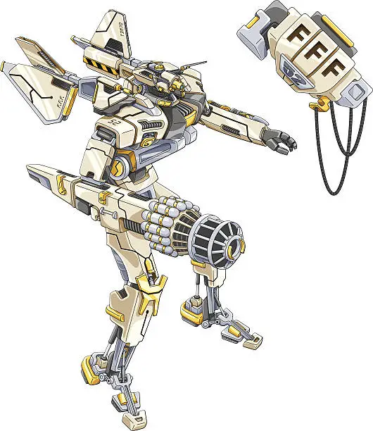 Vector illustration of Robot made of wires and metal parts