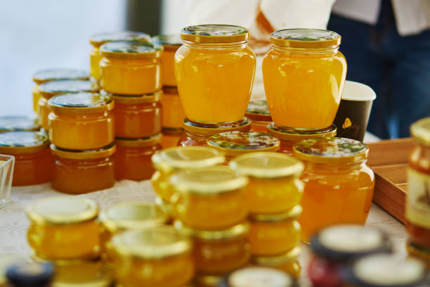 Honey sold on Easter fair in Vilnius stock photo
