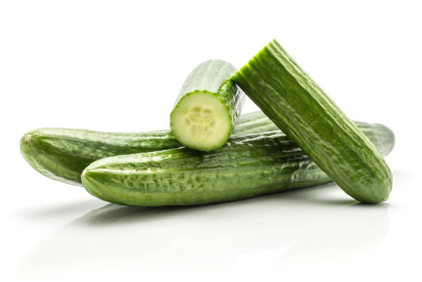 Hothouse cucumber isolated on white stock photo
