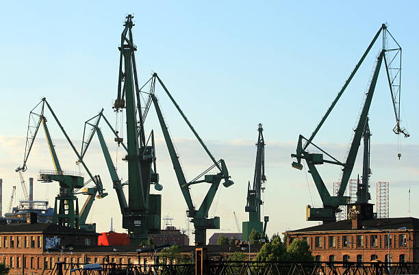 istock Cranes at historical shipyard in Gdansk, Poland 91501297