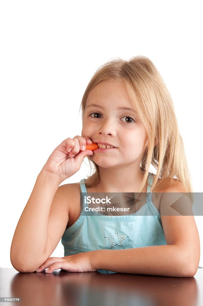 Menina e seu alimentos saudáveis. - Royalty-free Cenourinha Foto de stock