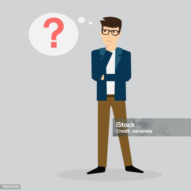 Businessman Thinking Question Mark Stock Illustration - Download Image Now - Contemplation, People, Question Mark