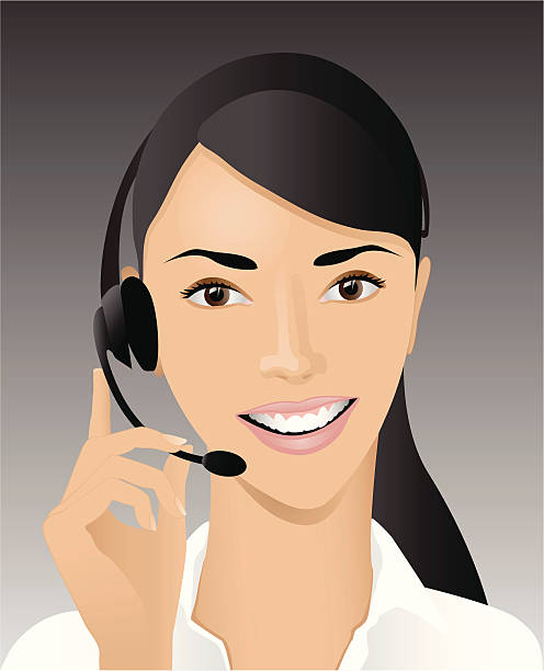 Cartoon graphic of a female customer support specialist vector art illustration