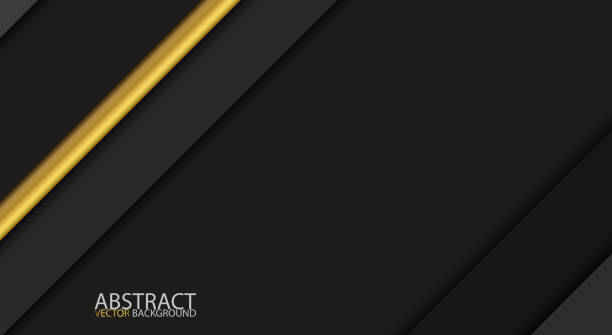 istock Black and gold modern overlap paper layers with free space for your text, material design, vector abstract widescreen background 915028652