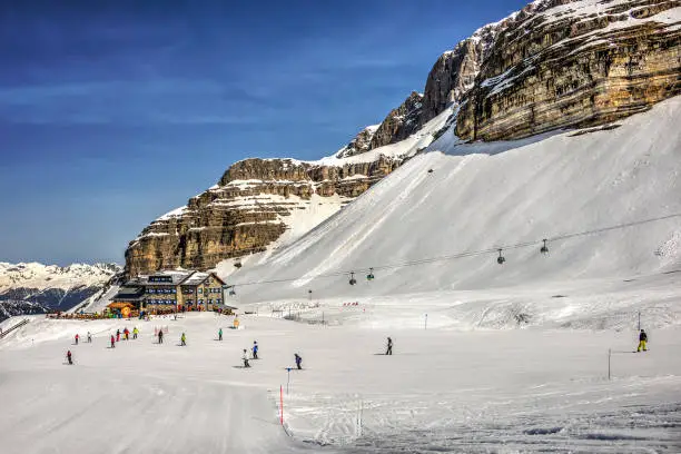 Photo of Ski resort Madonna di Campiglio.Panoramic landscape of Dolomite Alps in Madonna di Campiglio. Italy