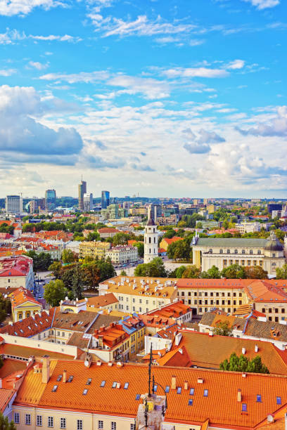 istock Rooftops view on Cathedral Square old town Vilnius 915045674