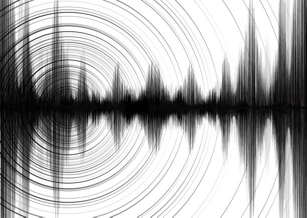 istock Super Power of Earthquake Wave with Circle Vibration on White paper background,audio wave diagram concept,design for education and science,Vector Illustration. 915049290